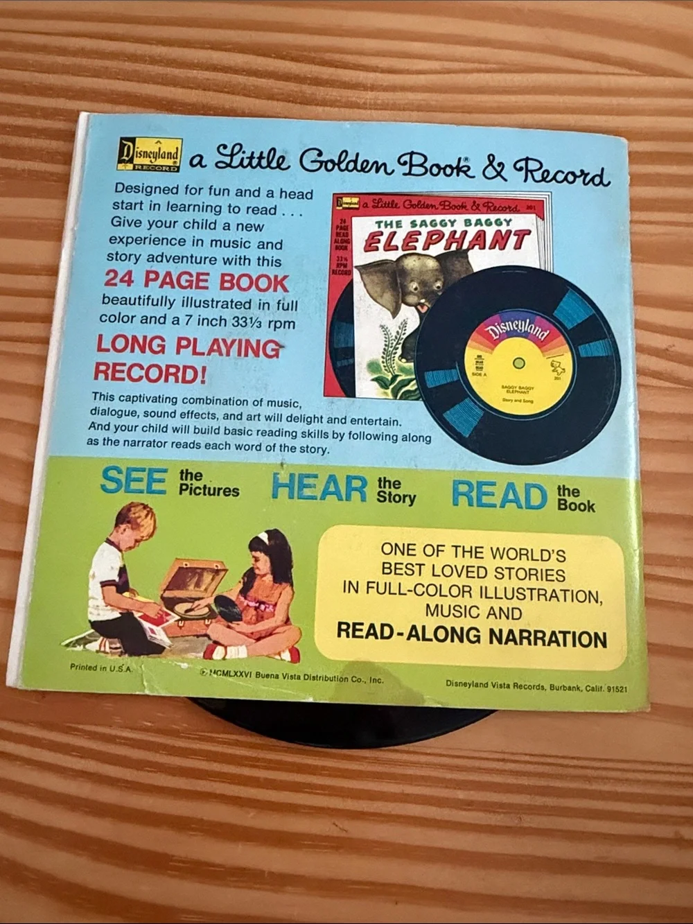 Vintage 1974 Disneyland Little Golden Book & Record - Tawny Scrawny Lion #202